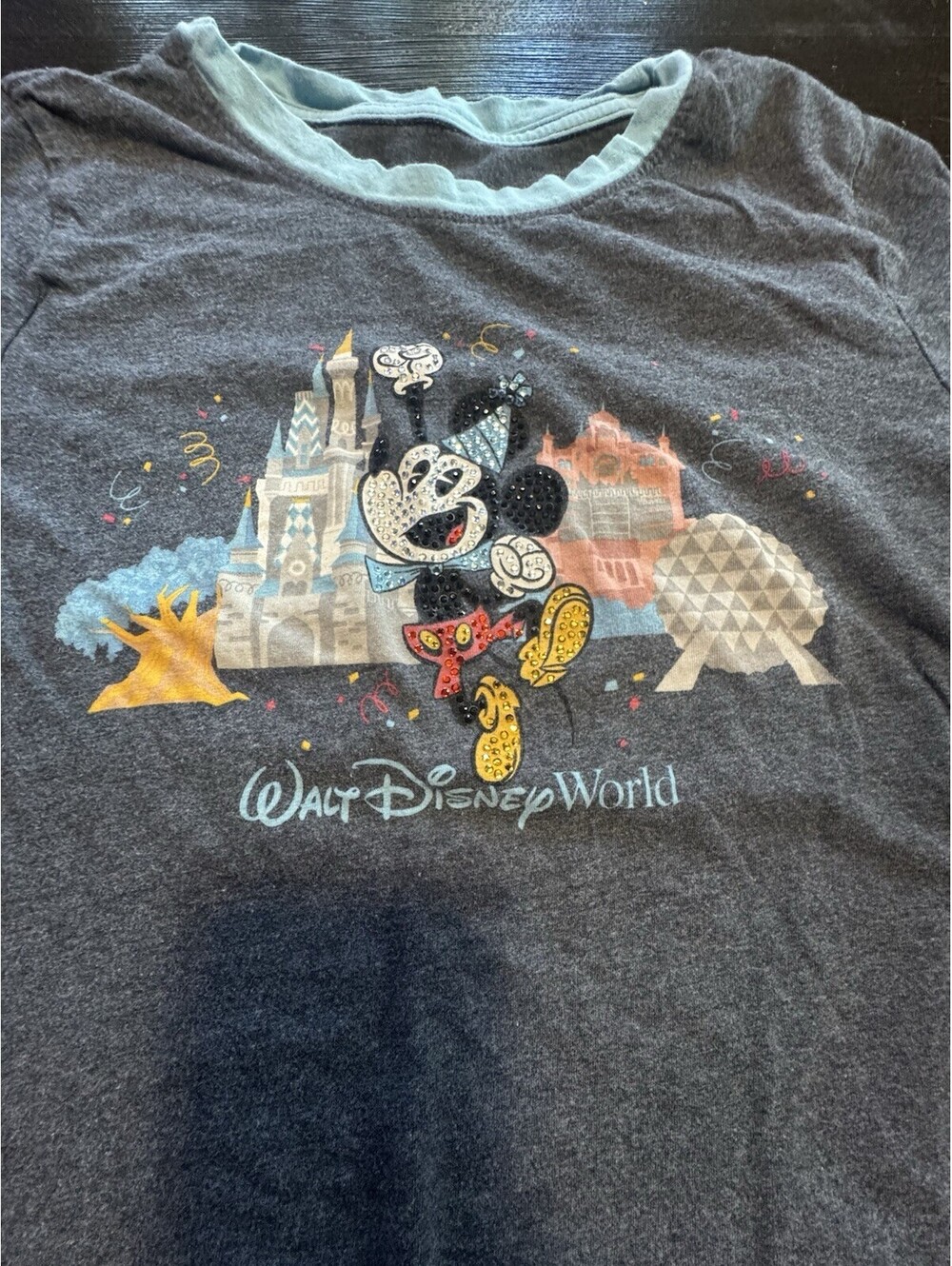 Disney Parks Walt Disney World Mickey Celebration T Shirt Womens S Rhinestone